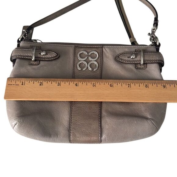 Coach Gray Signature C Logo Leather Wristlet Handbag - Picture 10 of 14
